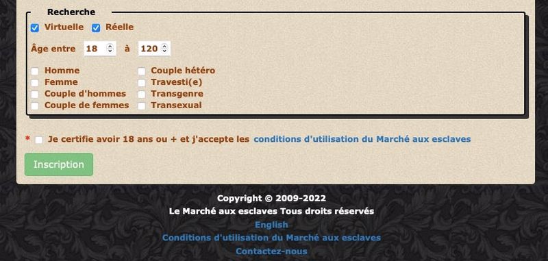 comment s'inscrire sur marché aux esclaves