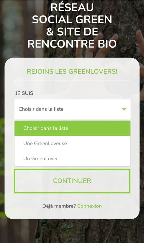 formunaire inscription mygreenlovers